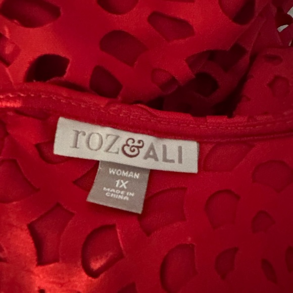 Roz and Ali. Red eyelet top with short sleeves - Picture 4 of 6